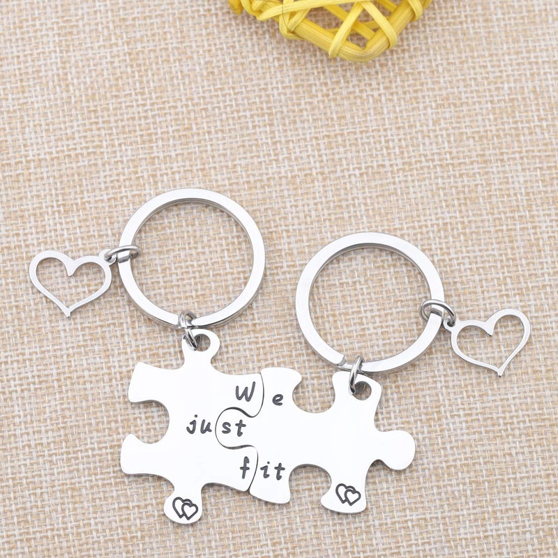 MYOSPARK We Just Fit Puzzle Piece Keychain Set Best Friend Keychain Couple Keychain His and Her Gift BFF Gift (we just fit keychain set) - Image 3